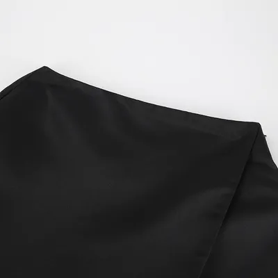 All-match Black Silk-like Draping Skirt