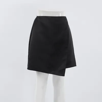 All-match Black Silk-like Draping Skirt