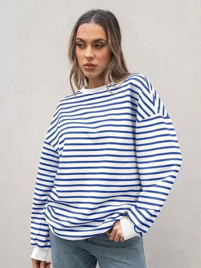 Cross Border TK Amazon Hot Oversized Loose Casual Striped Bathroom
