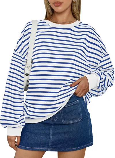 Cross Border TK Amazon Hot Oversized Loose Casual Striped Bathroom