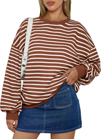 Cross Border TK Amazon Hot Oversized Loose Casual Striped Bathroom