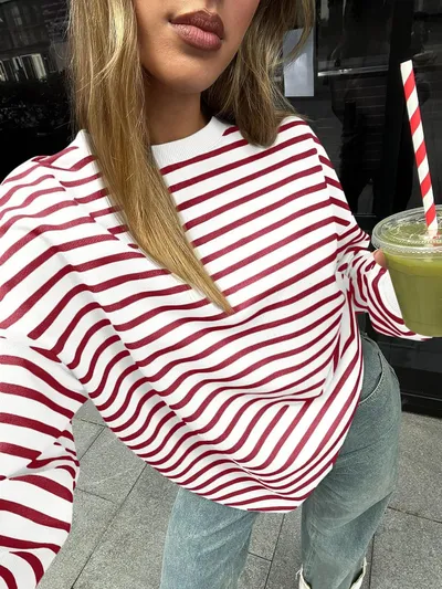 Cross Border TK Amazon Hot Oversized Loose Casual Striped Bathroom