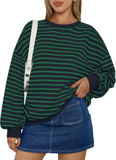 Cross Border TK Amazon Hot Oversized Loose Casual Striped Bathroom
