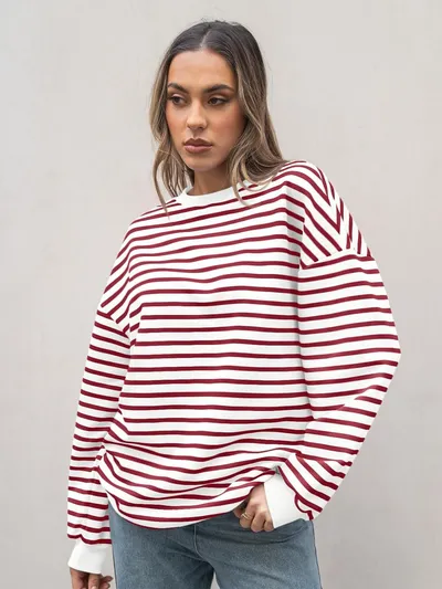 Cross Border TK Amazon Hot Oversized Loose Casual Striped Bathroom