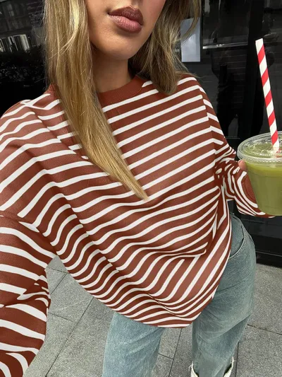 Cross Border TK Amazon Hot Oversized Loose Casual Striped Bathroom