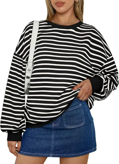 Cross Border TK Amazon Hot Oversized Loose Casual Striped Bathroom
