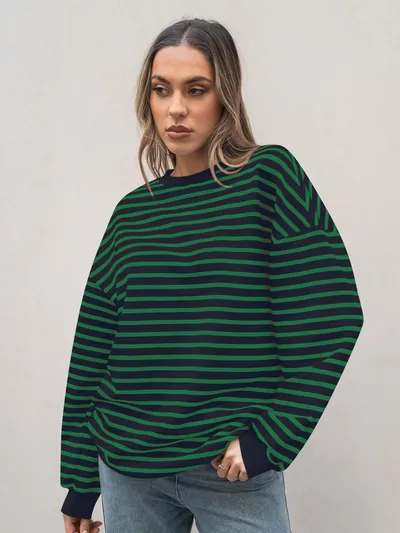 Cross Border TK Amazon Hot Oversized Loose Casual Striped Bathroom