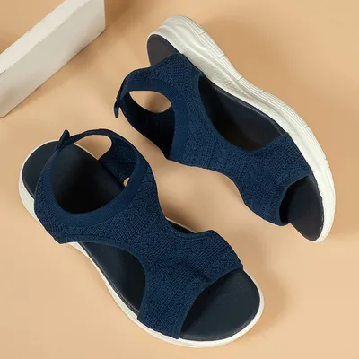 Women's Flyknit Sandals Hollow Peep-toe Roman Shoes
