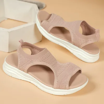 Women's Flyknit Sandals Hollow Peep-toe Roman Shoes