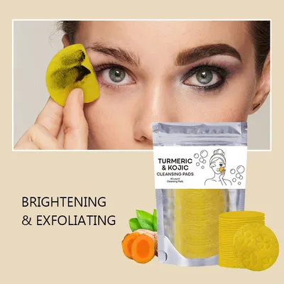 Turmeric Exfoliating Cleansing Pads Compressed Facial Sponges Skin Care Tools For Face Clogged Pores Excess Oil Cleansing