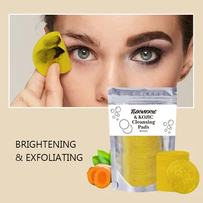 Turmeric Exfoliating Cleansing Pads Compressed Facial Sponges Skin Care Tools For Face Clogged Pores Excess Oil Cleansing