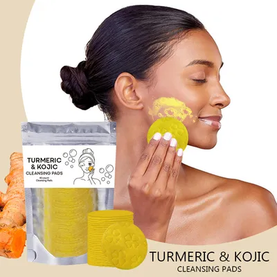 Turmeric Exfoliating Cleansing Pads Compressed Facial Sponges Skin Care Tools For Face Clogged Pores Excess Oil Cleansing