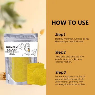 Turmeric Exfoliating Cleansing Pads Compressed Facial Sponges Skin Care Tools For Face Clogged Pores Excess Oil Cleansing