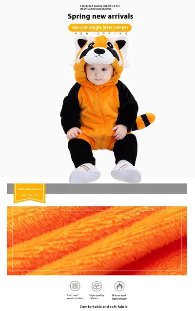 Tolo Rabbit Spring New Baby Spring Outwear Raccoon Single Layer Jumpsuit