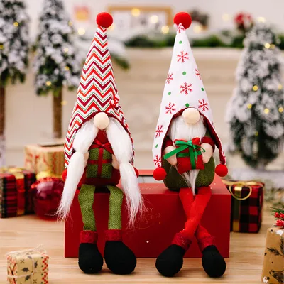 Christmas Decorations Striped Pointed Hat Doll