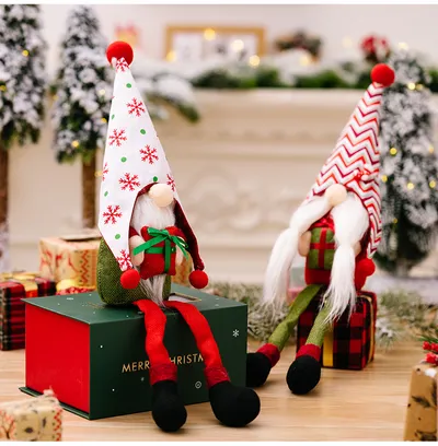 Christmas Decorations Striped Pointed Hat Doll