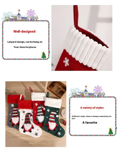 Christmas Decoration Embroidered Old Man Christmas Candy Socks Gift Bag Pendant