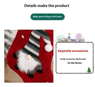 Christmas Decoration Embroidered Old Man Christmas Candy Socks Gift Bag Pendant