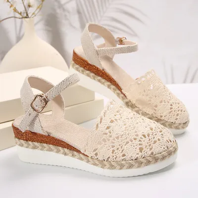Woven Hollowed Women's Buckle Sandals