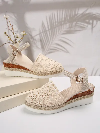 Woven Hollowed Women's Buckle Sandals