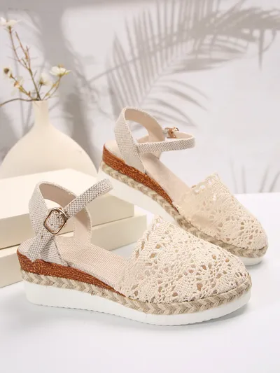 Woven Hollowed Women's Buckle Sandals