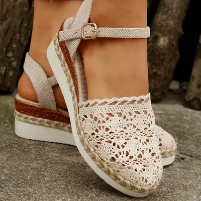 Woven Hollowed Women's Buckle Sandals