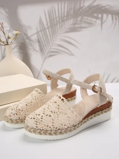 Woven Hollowed Women's Buckle Sandals