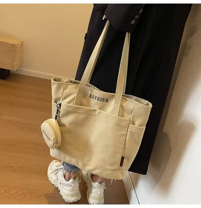 Canvas Shoulder Leisure Class Commuter Tote Bag