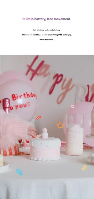 Birthday Cake Small Night Lamp Decoration Racket Silicone Light Qixi Girlfriend Birthday Gift