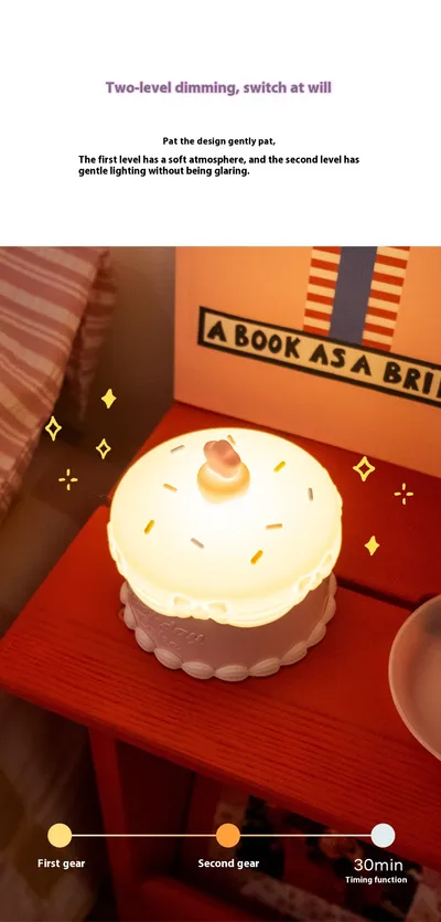Birthday Cake Small Night Lamp Decoration Racket Silicone Light Qixi Girlfriend Birthday Gift