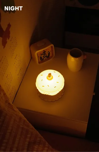 Birthday Cake Small Night Lamp Decoration Racket Silicone Light Qixi Girlfriend Birthday Gift
