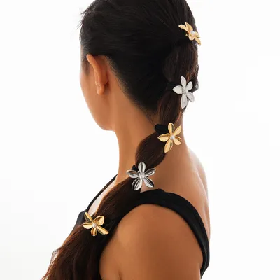 Five-petal Flower Alloy Hair Accessories Stylish Glossy