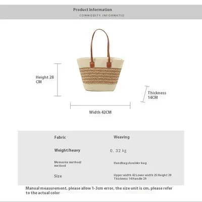 South Korea Vacation Style Raffia Woven Bag Large Capacity Totes