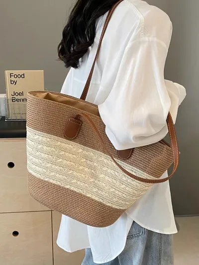 South Korea Vacation Style Raffia Woven Bag Large Capacity Totes