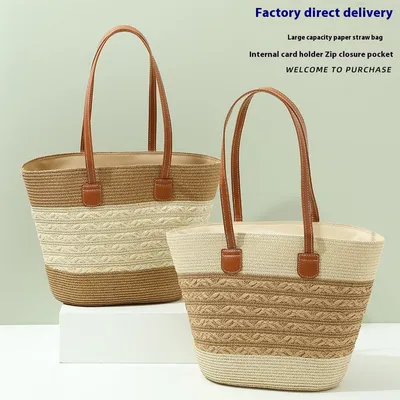 South Korea Vacation Style Raffia Woven Bag Large Capacity Totes