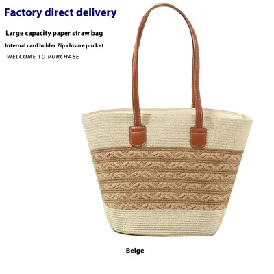 South Korea Vacation Style Raffia Woven Bag Large Capacity Totes