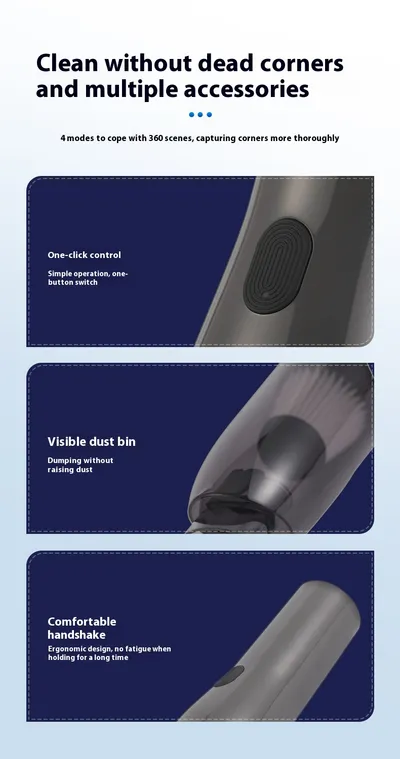 Large Suction For Home And Car Car Integrated Wireless Charging Dust Blower