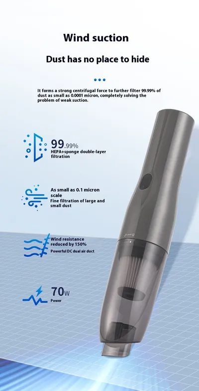 Large Suction For Home And Car Car Integrated Wireless Charging Dust Blower
