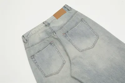 American-style Washed White Loose Jeans