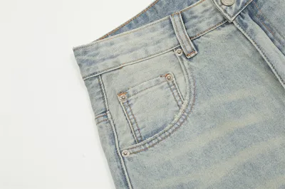 American-style Washed White Loose Jeans