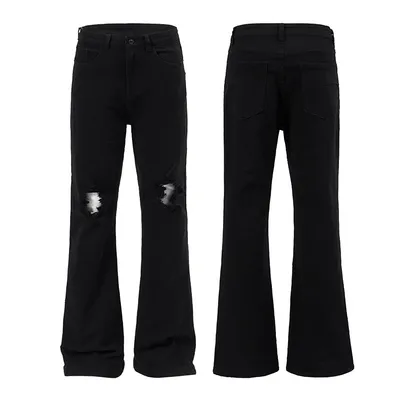Men's Fashion Knee Hole Denim Trousers