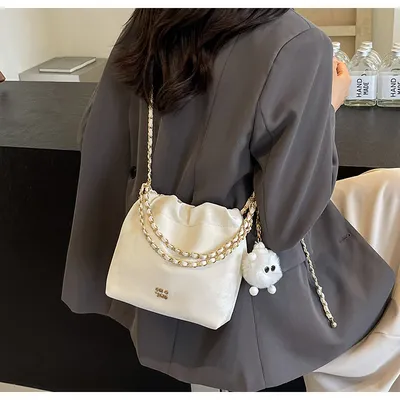 Women's Hand-carrying Drawstring Pleated Bucket Bag