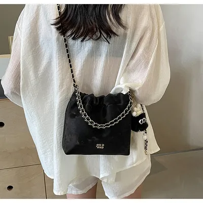 Women's Hand-carrying Drawstring Pleated Bucket Bag