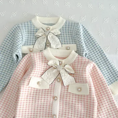 Kids' Sweater Skirt Knitted Cardigan Baby Two-piece Suit