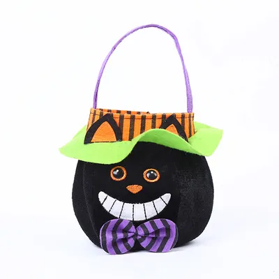 Cute Halloween Candy Bag Halloween Pumpkin Pattern Portable Handbag Cosplay Props Gift Basket Kids Gifts