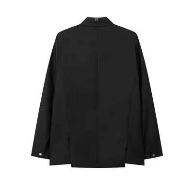 Men's Trendy Patchwork Double Zipper Design Niche Personality Loose Lapels Suit Jacket