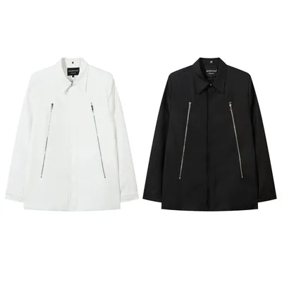 Men's Trendy Patchwork Double Zipper Design Niche Personality Loose Lapels Suit Jacket