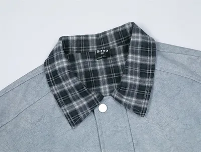 Stitching Plaid Lapel Leather Coat Men