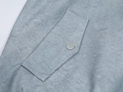 Stitching Plaid Lapel Leather Coat Men