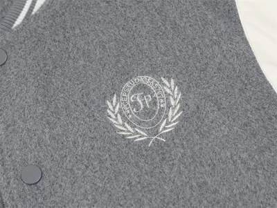 Spring And Autumn Color Stitching Stand-collar Badge Embroidered Casual Coat